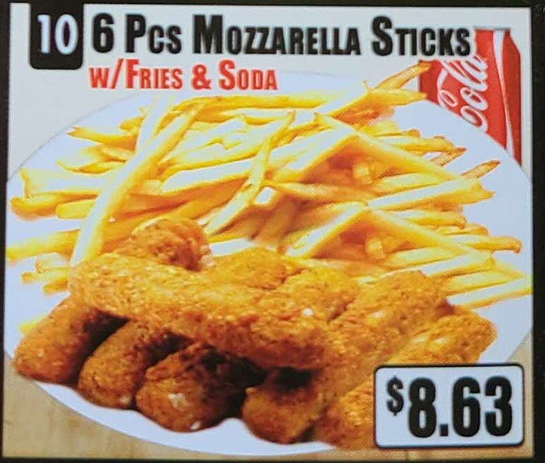 Crown Fried Chicken - 6 Piece Mozzarella Sticks with Rice and Soda.jpg